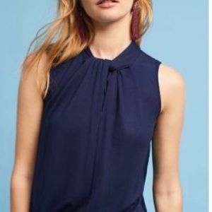Anthropologie Vanessa Virginia Twist-Neck Top—Navy